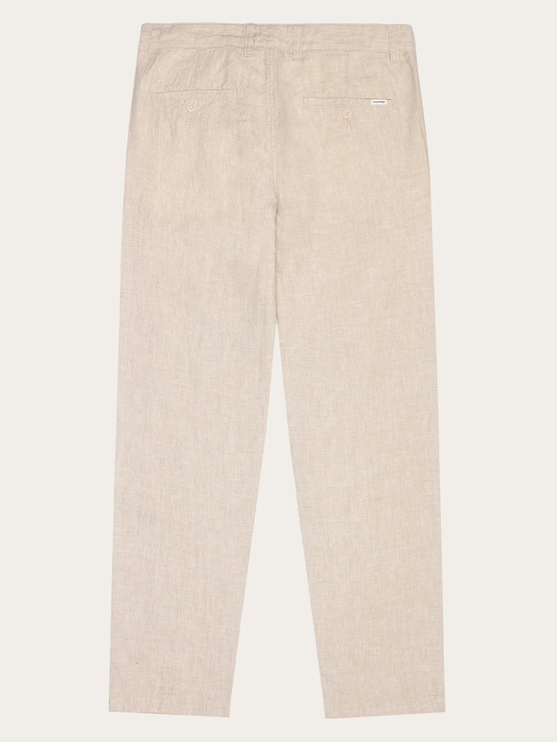KnowledgeCotton Apparel - MEN CHUCK regular linen pants - GOTS/Vegan Pants 1228 Light feather gray