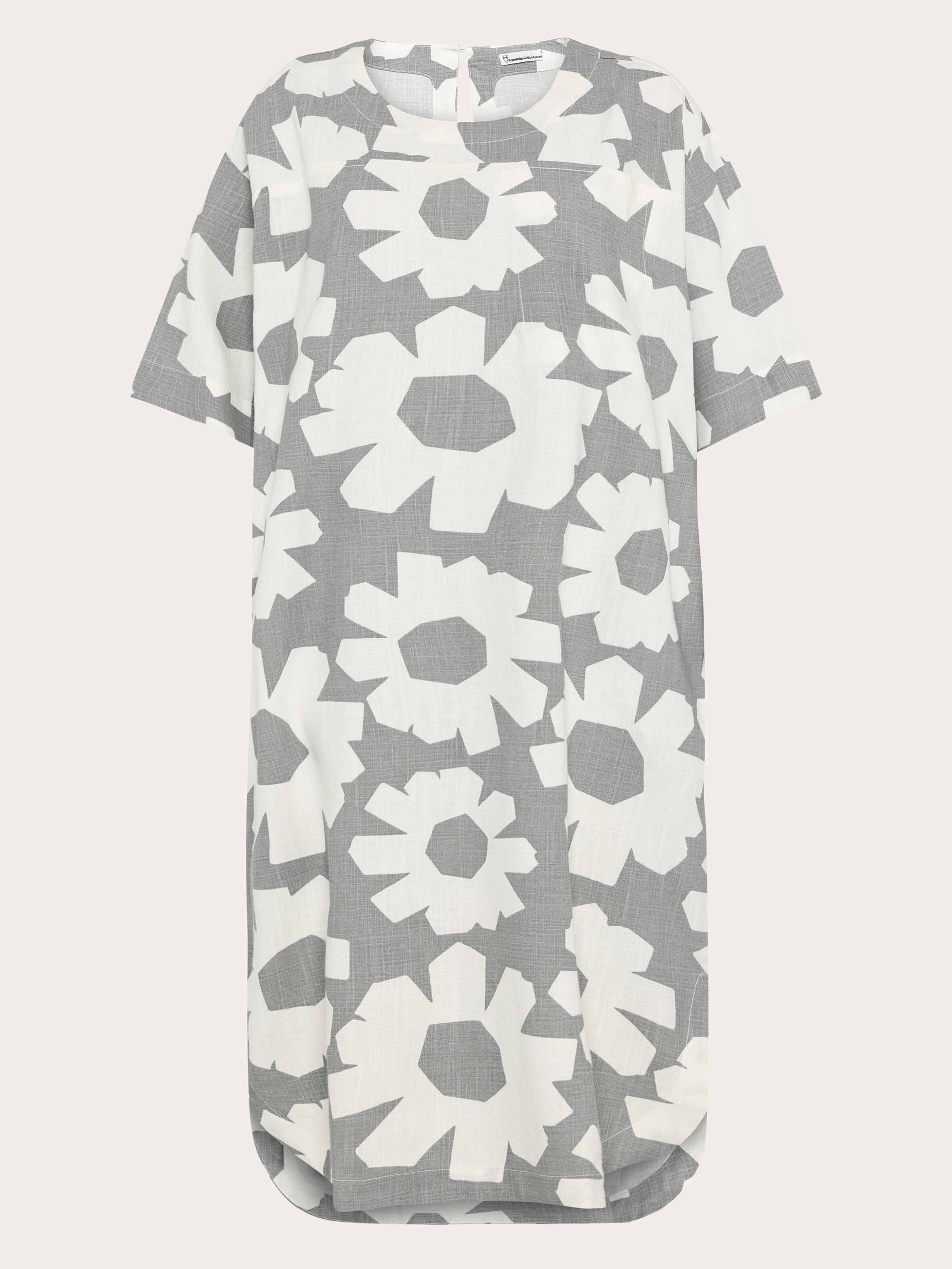 Linen blend print t-shirt dress - Grey Linen blend print t-shirt dress - Grey