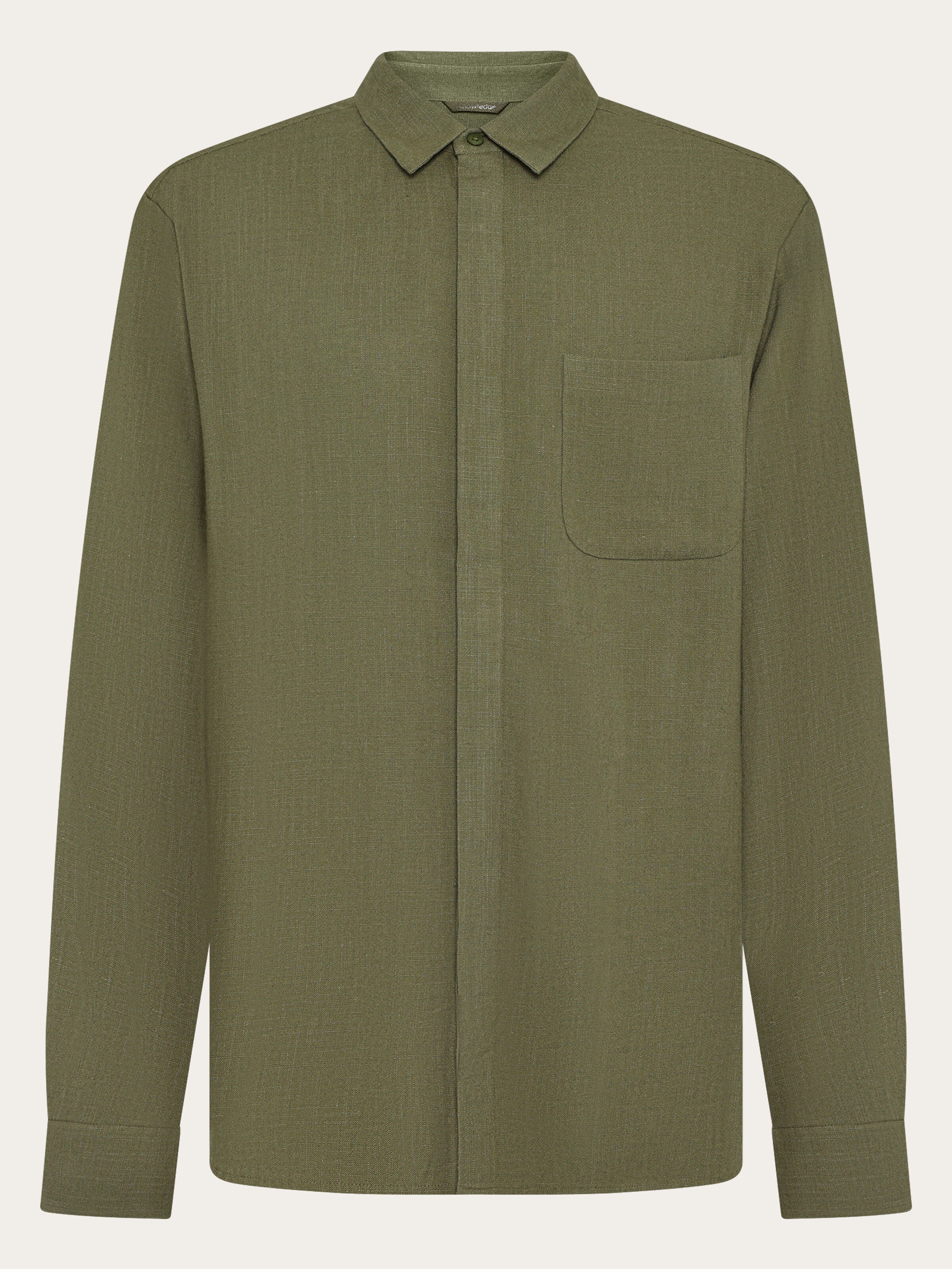 トップス HERILL U.S.N. LINEN SHIRTS olive drab 3 Linen blend shirt - Burned Olive