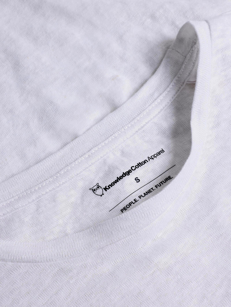KnowledgeCotton Apparel - WMN Long sleeve linen t-shirt - GOTS/Vegan Long Sleeves 1010 Bright White
