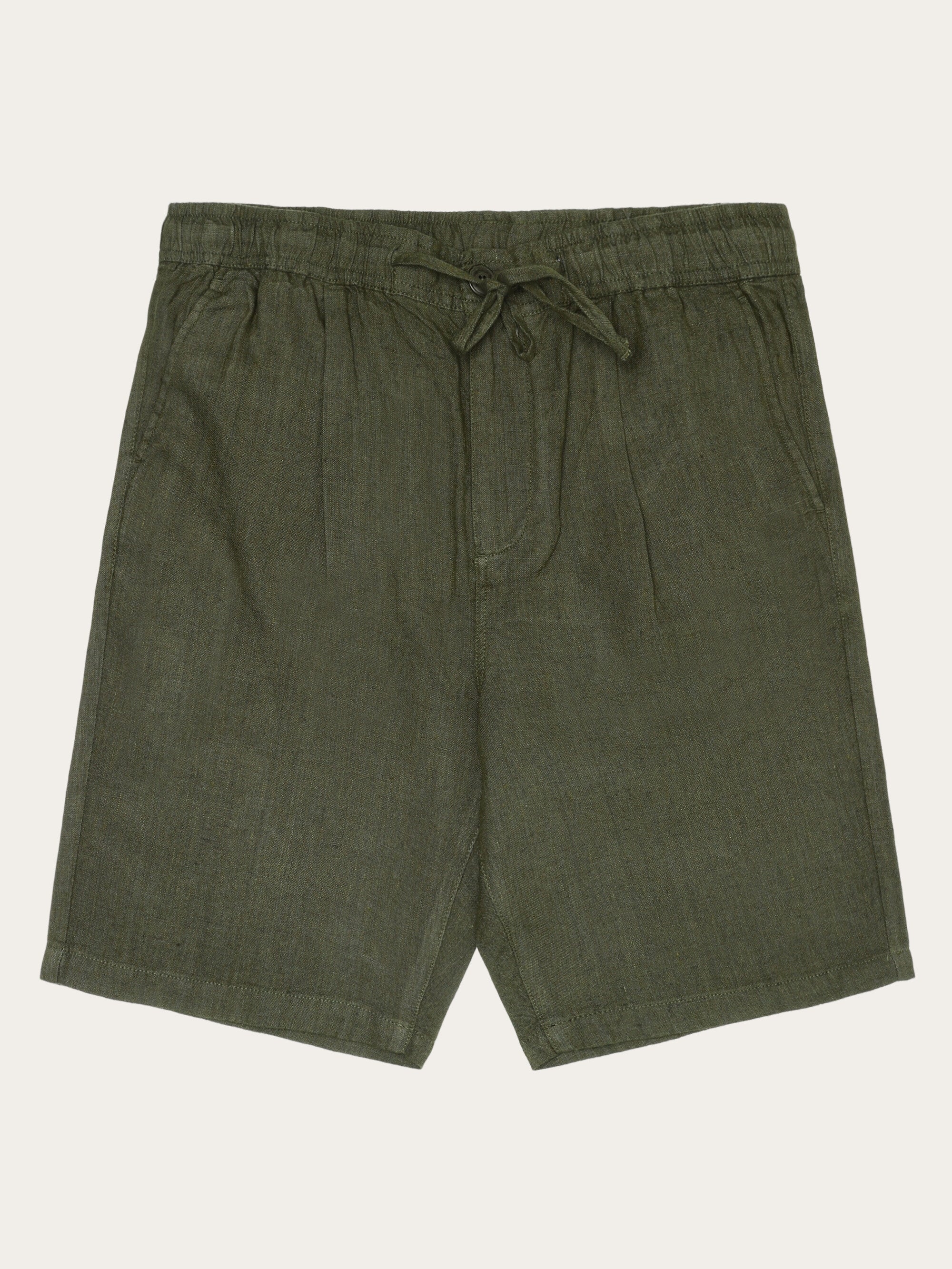 Buy Loose Linen shorts - Burned Olive - from KnowledgeCotton