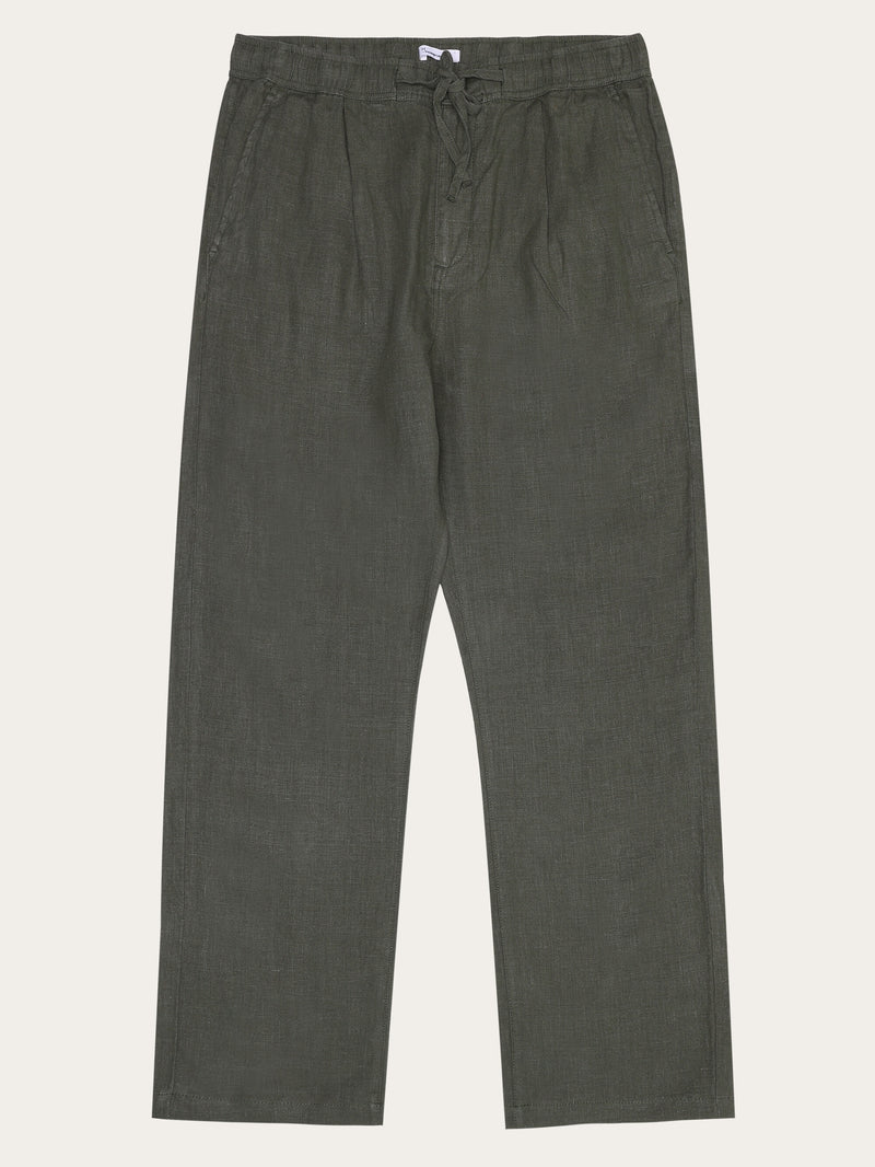 KnowledgeCotton Apparel - MEN Loose linen pant Pants 1068 Burned Olive