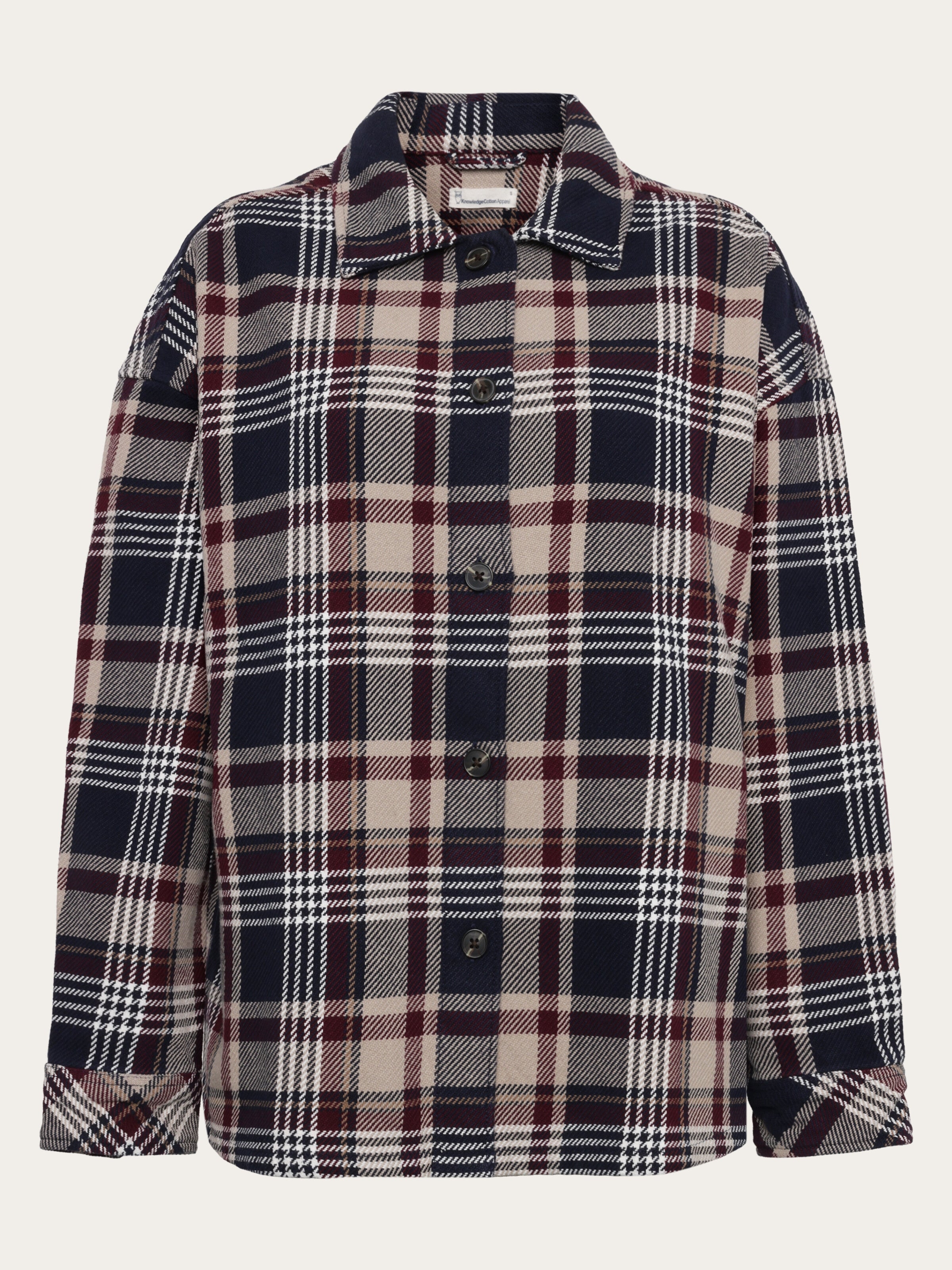 Organic Cotton Checked Flannel Overshirt GOTS - Beige check