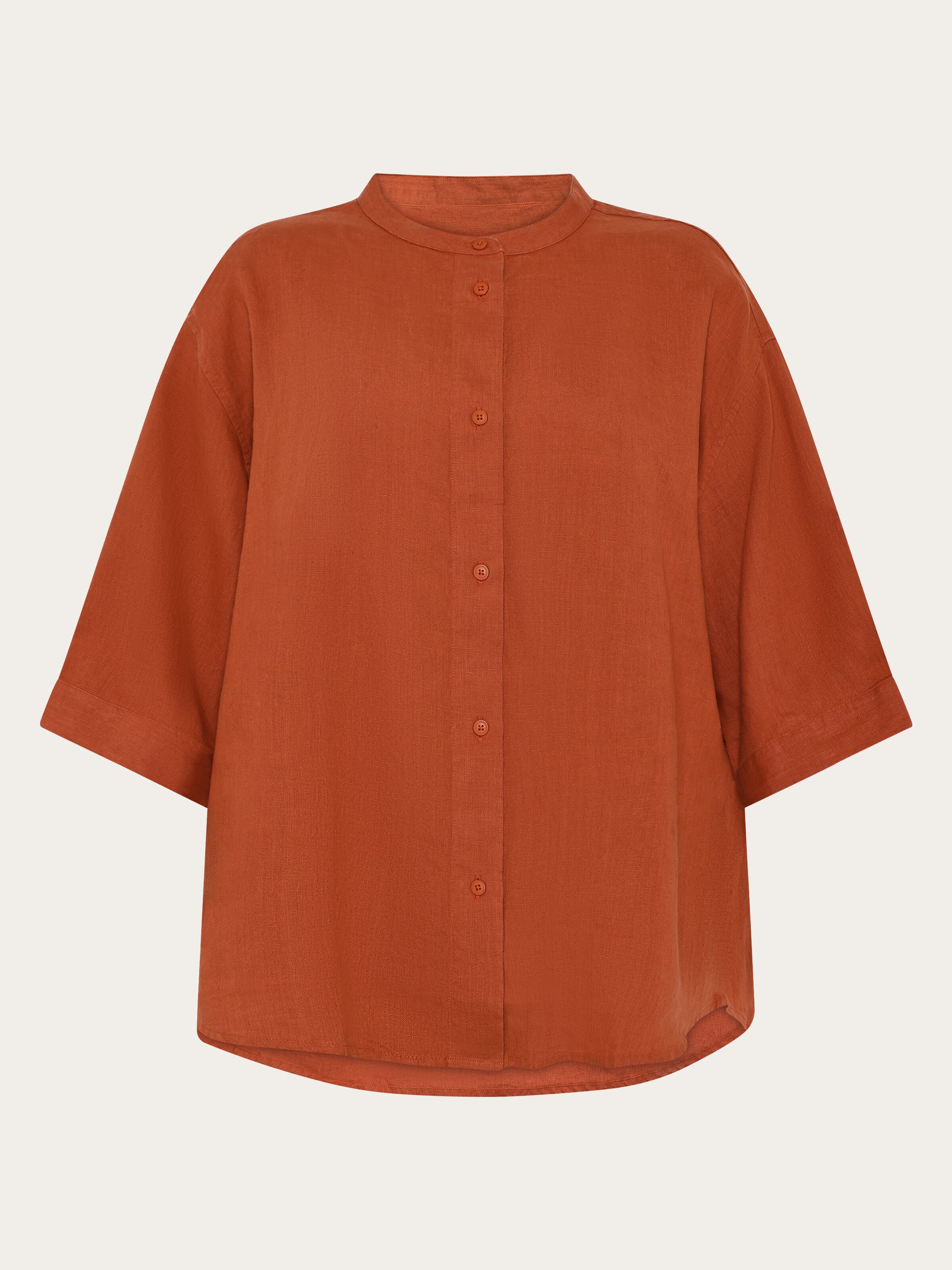Organic Linen Shirt GOTS/Vegan - Burnt Brick