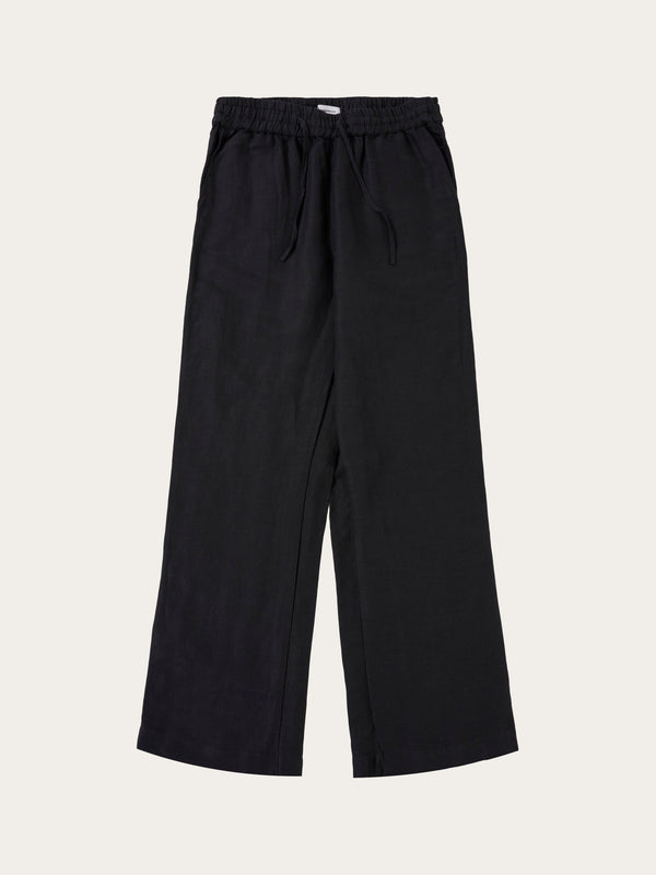 KnowledgeCotton Apparel - WMN POSEY Linen Mix Elastic Waist Pants Pants 1300 Black Jet