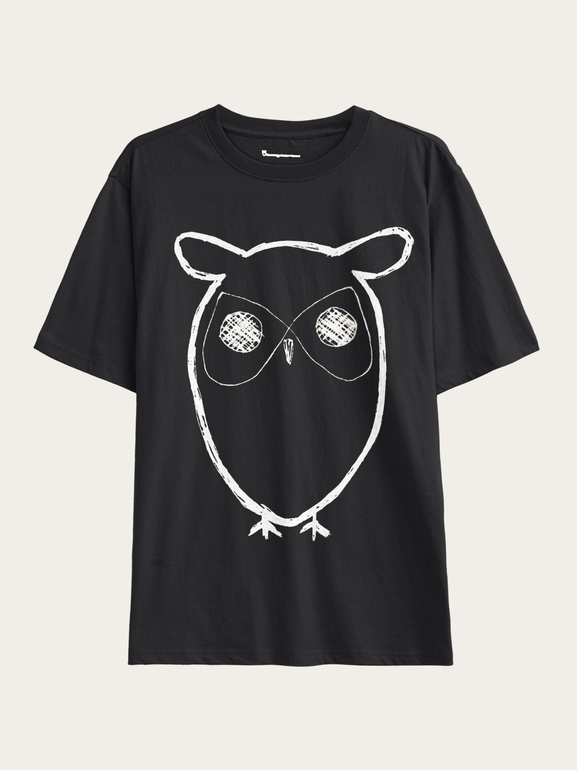 Regular big owl front print t-shirt - GOTS/Vegan - Black Jet