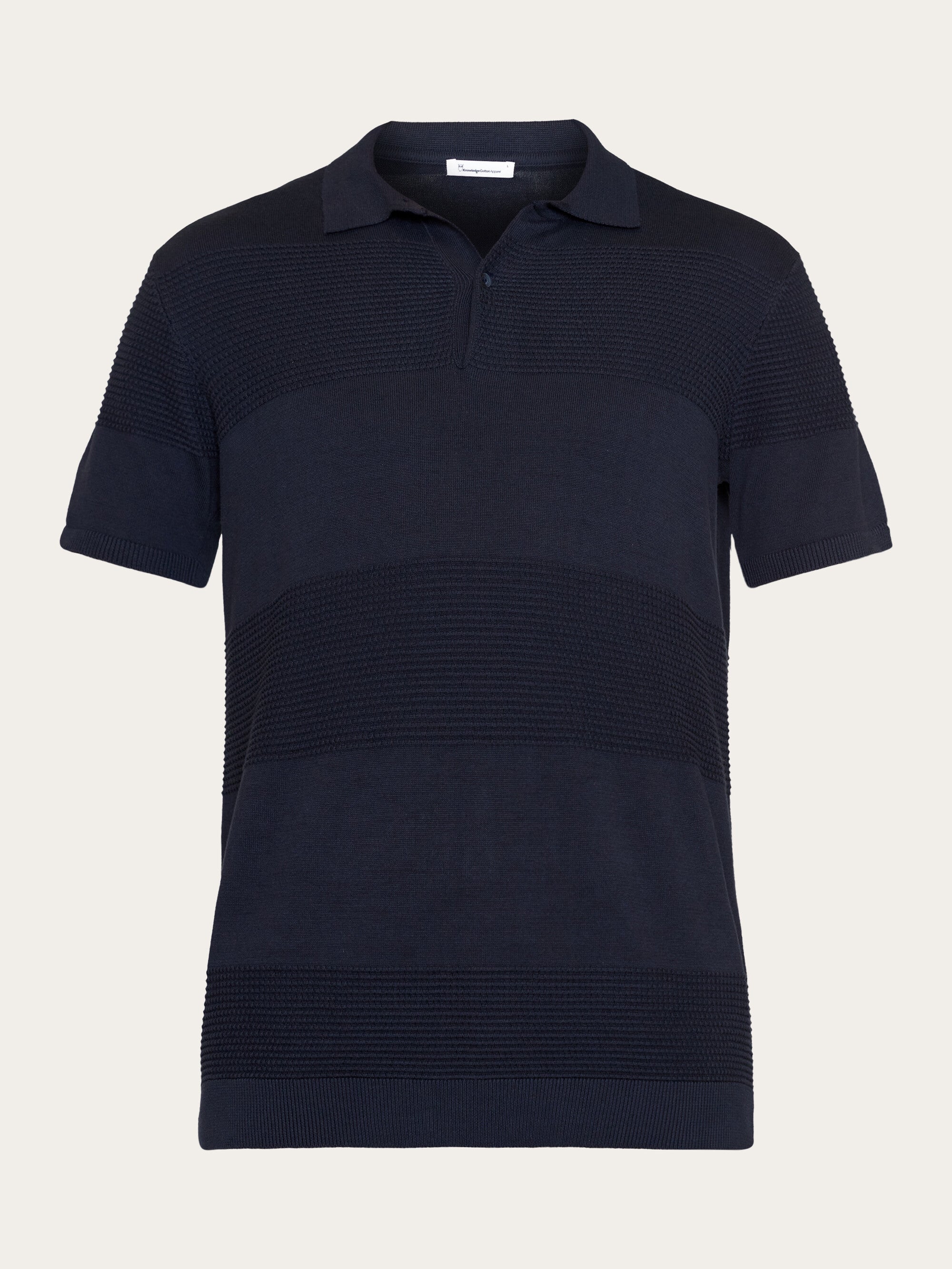 Buy Regular pattern knitted short sleeved polo GOTS Vegan Night Sky from KnowledgeCotton Apparel