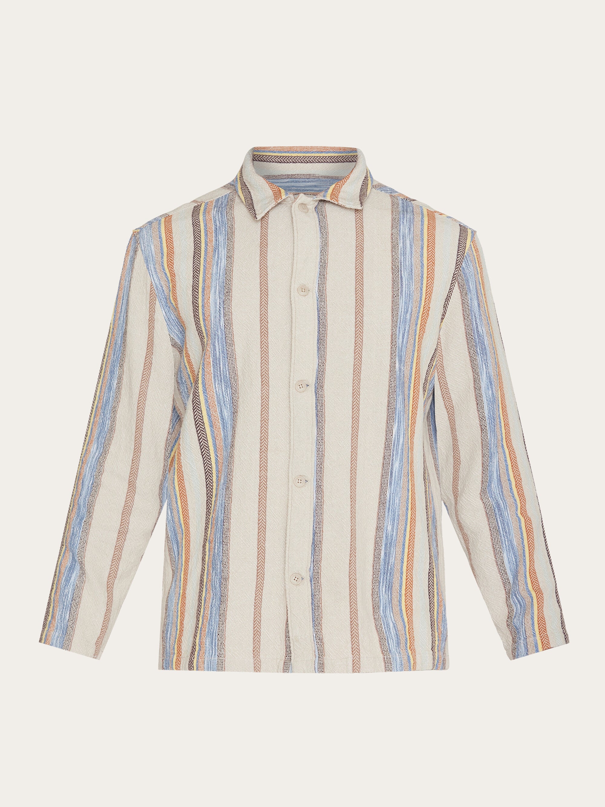 Buy Regular woven striped overshirt - GOTS/Vegan - Beige stripe