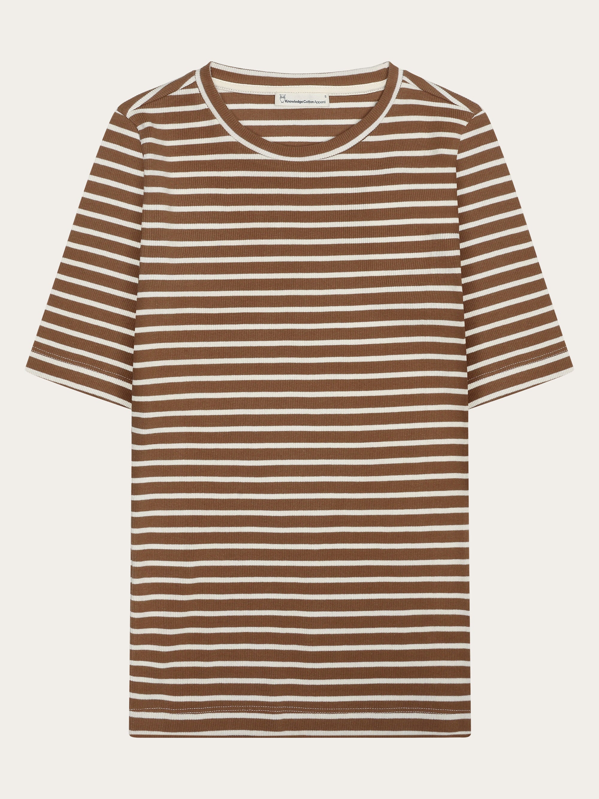 Striped rib t-shirt - Dark Brown Stripe