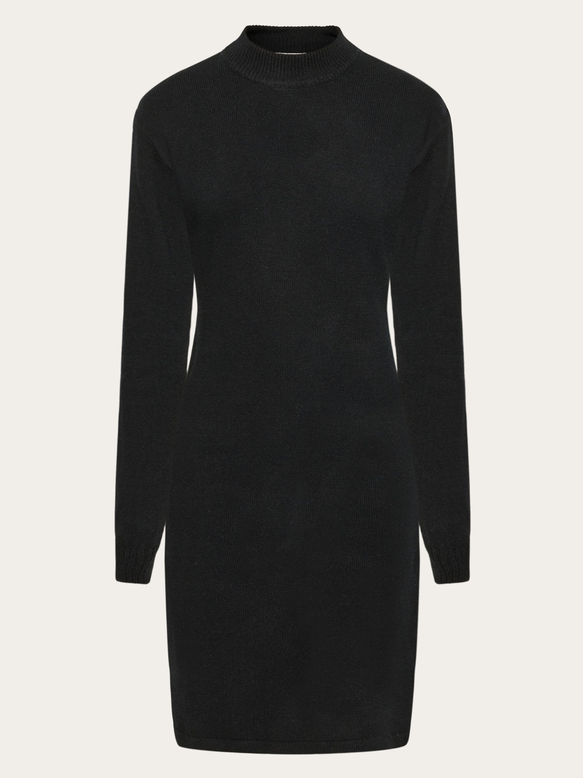 Wool crew neck mid length dress