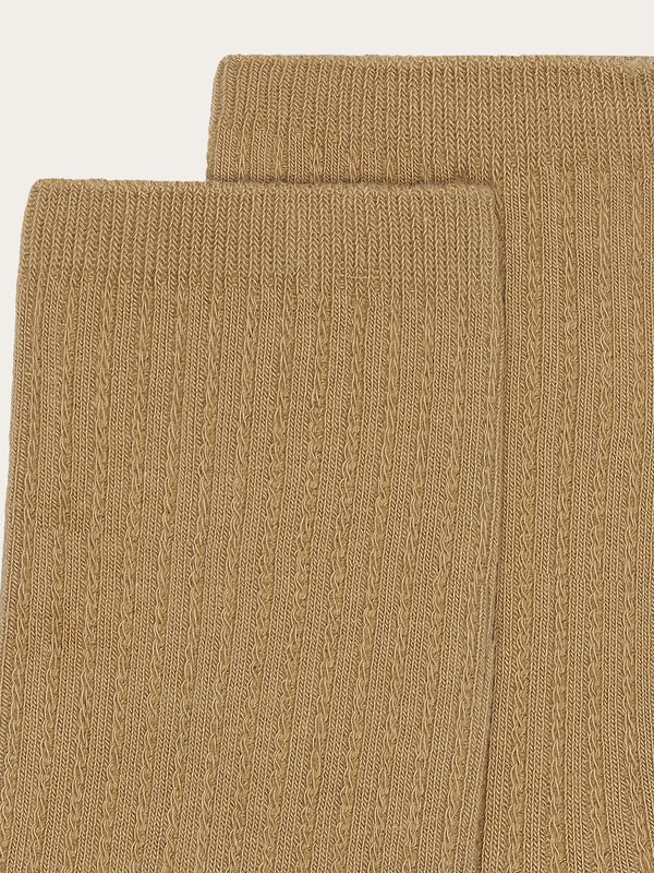 KnowledgeCotton Apparel - WMN 1-pack Cable structure socks - GOTS/Vegan Socks 1336 Kelp melange