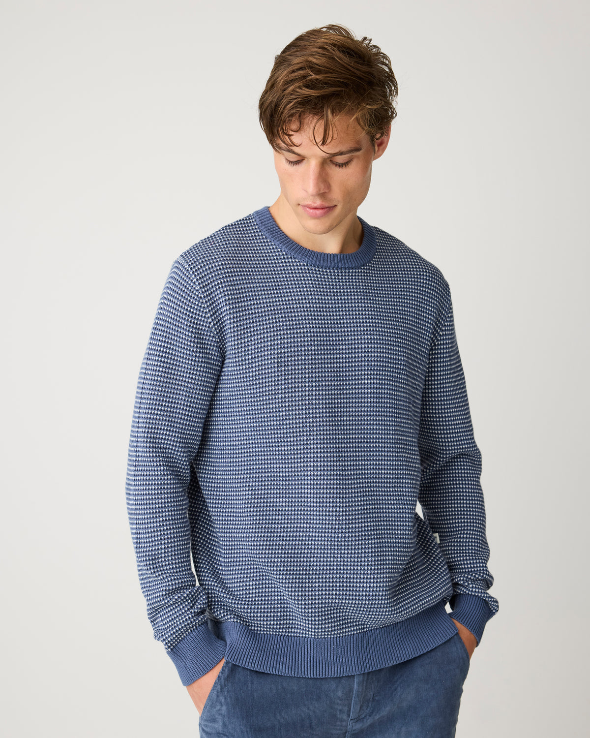Jacquard crew neck sweater - Night Sky