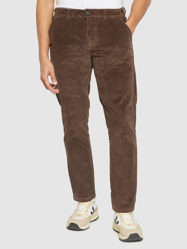 KnowledgeCotton Apparel - MEN 14 wales CHUCK regular corduroy chino pants - GOTS/Vegan Pants 1243 Demitasse (brown)