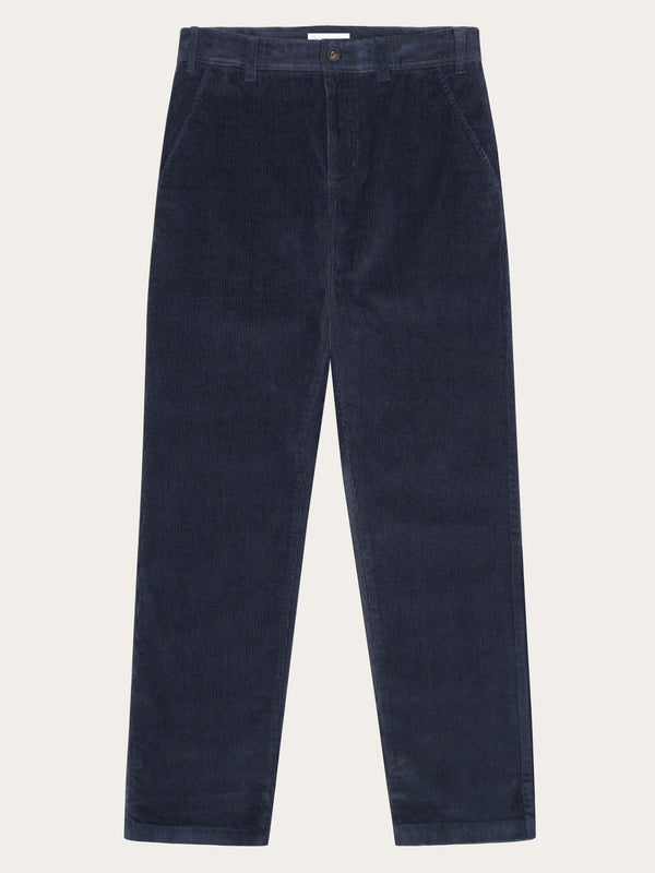 KnowledgeCotton Apparel - MEN 14 wales CHUCK regular corduroy chino pants - GOTS/Vegan Pants 1412 Night Sky