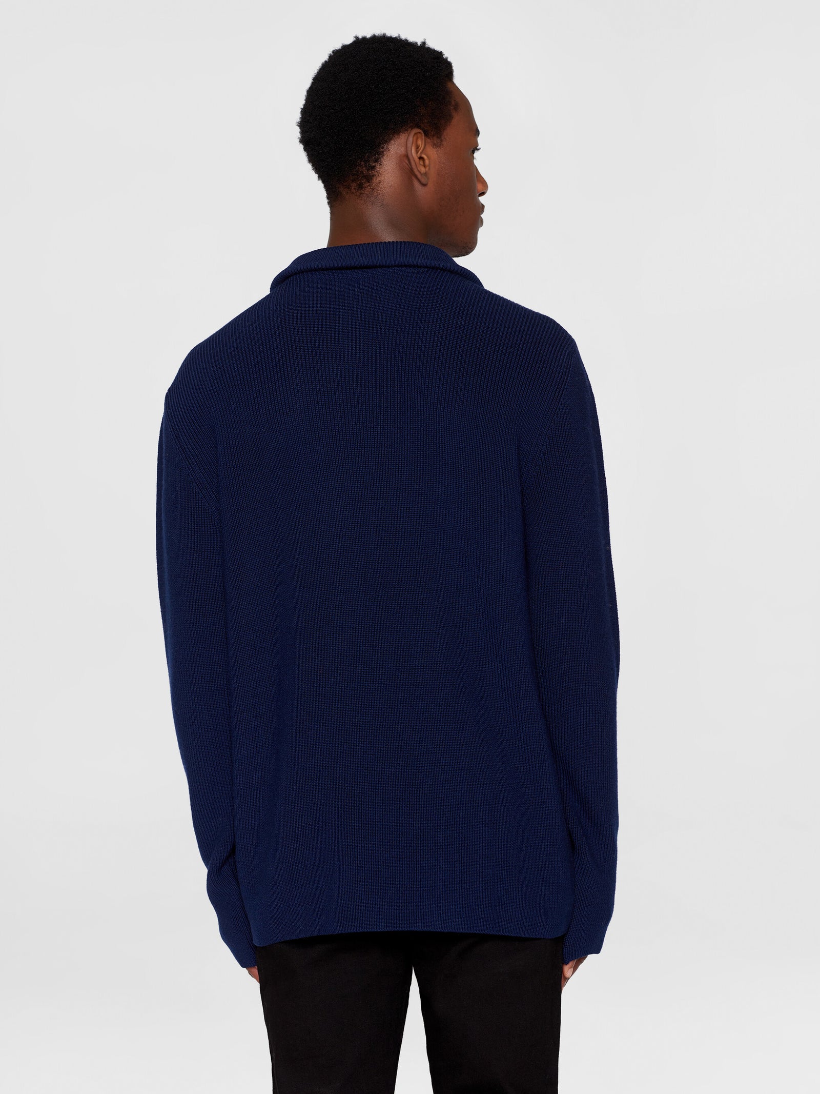 Buy 1/2 neck zip merino wool rib knit - Total Eclipse - from Buy 1/2 neck zip merino wool rib knit - Total Eclipse - from