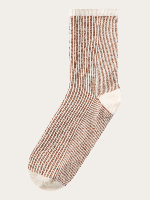 KnowledgeCotton Apparel - WMN 2-pack colorblock lurex rib socks Socks 1348 Buttercream
