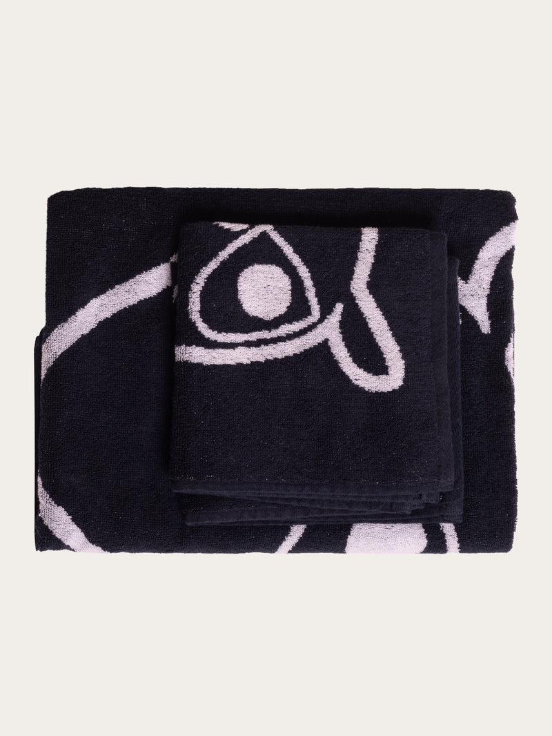KnowledgeCotton Apparel - UNI 2 x face towel, 1 x bath towel - GOTS/Vegan Homewear 1001 Total Eclipse