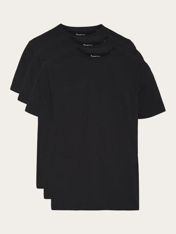 KnowledgeCotton Apparel - MEN 3-pack core t-shirt T-shirts 1300 Black Jet