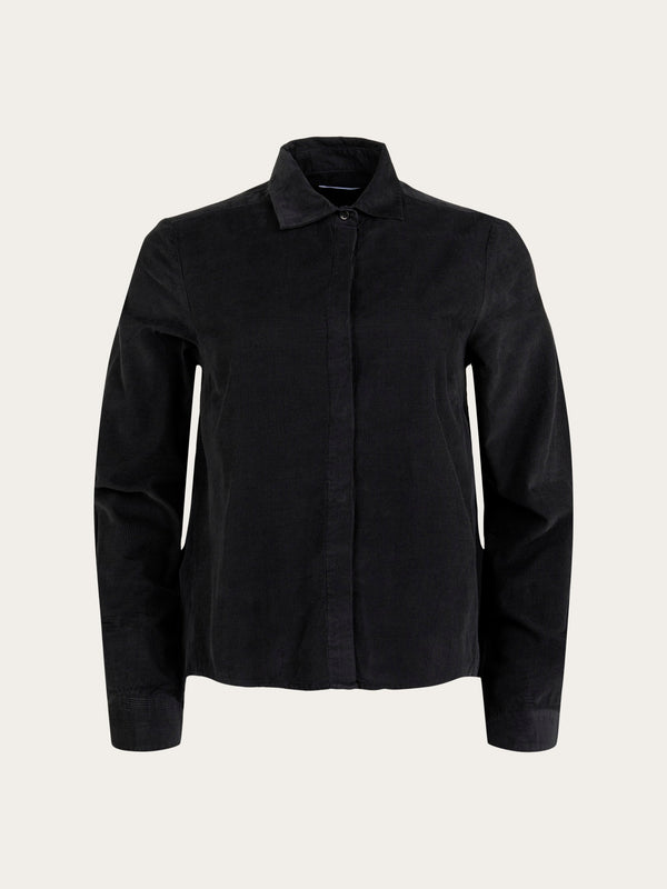 KnowledgeCotton Apparel - WMN A-shape Corduroy shirt Shirts 1300 Black Jet