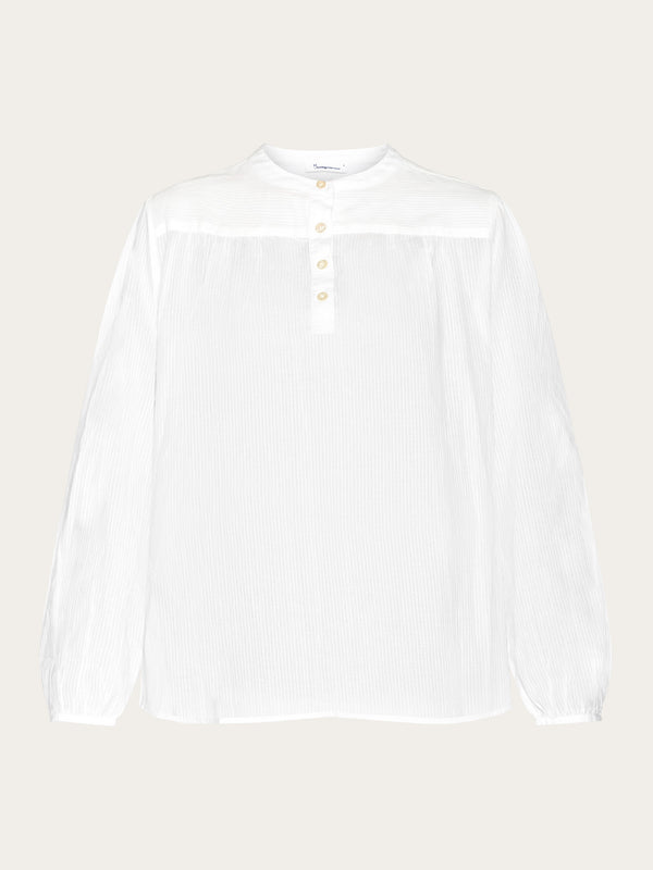 KnowledgeCotton Apparel - WMN A-shape stripe structure shirt - GOTS/Vegan Shirts 1387 Egret