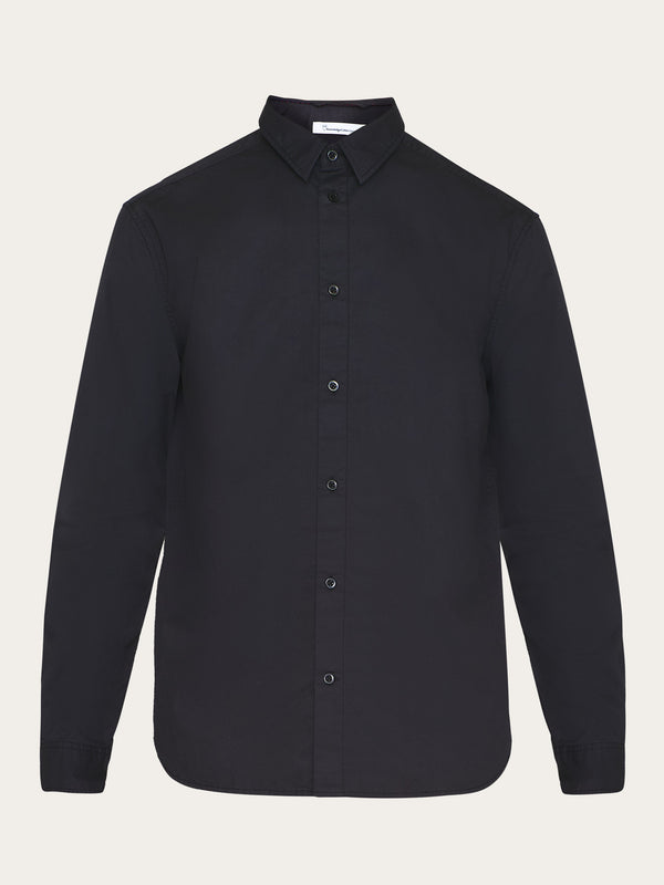 KnowledgeCotton Apparel - MEN ALF regular crispy cotton shirt - GOTS/Vegan Shirts 1300 Black Jet