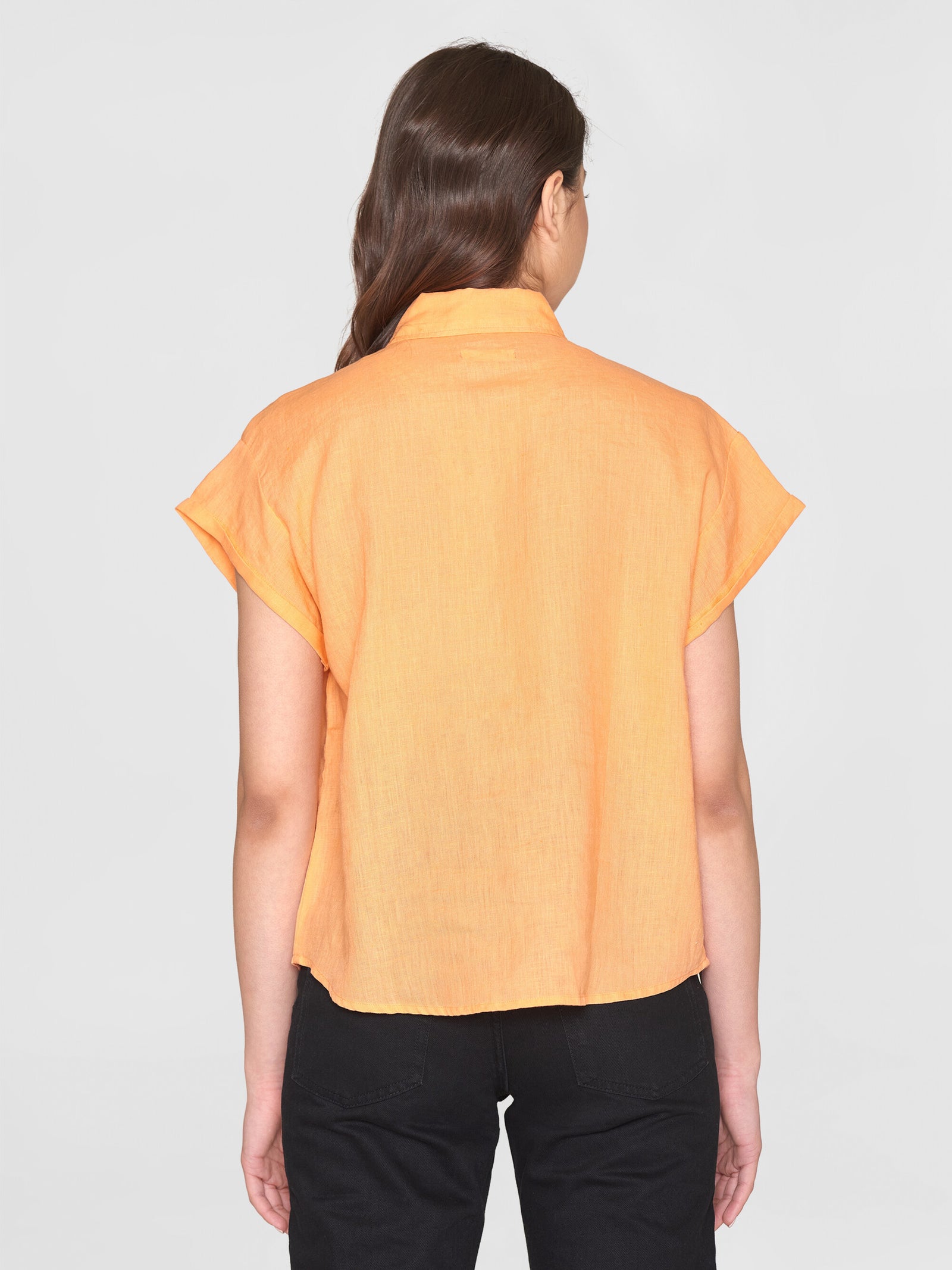 Buy ASTER fold up short sleeve linen shirt - Cadmium Orange