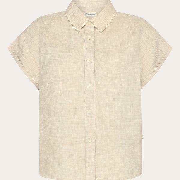 ASTER fold up short sleeve linen shirt - Yarndyed - Light