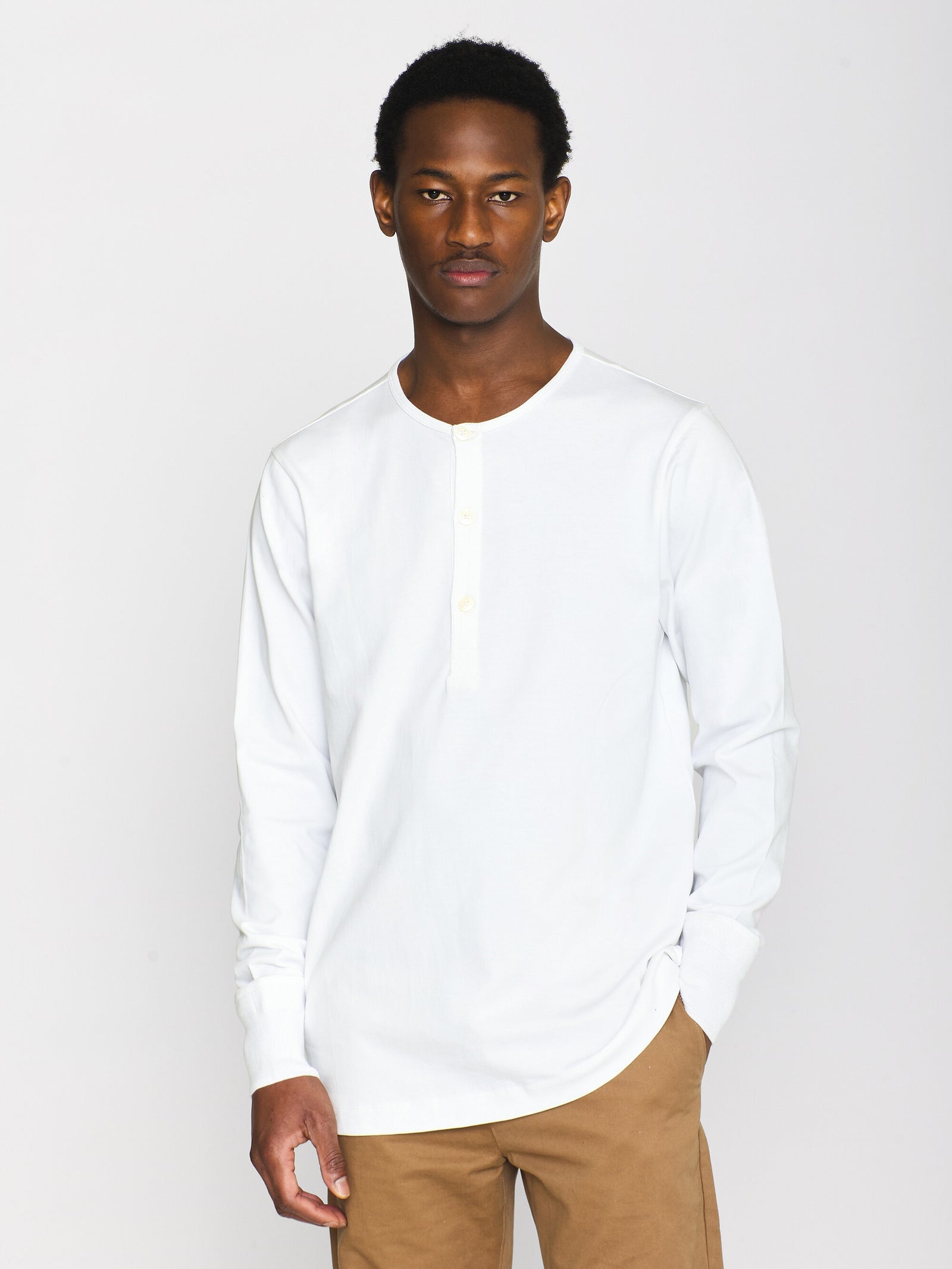 Heavy jersey henley shirt Bright White