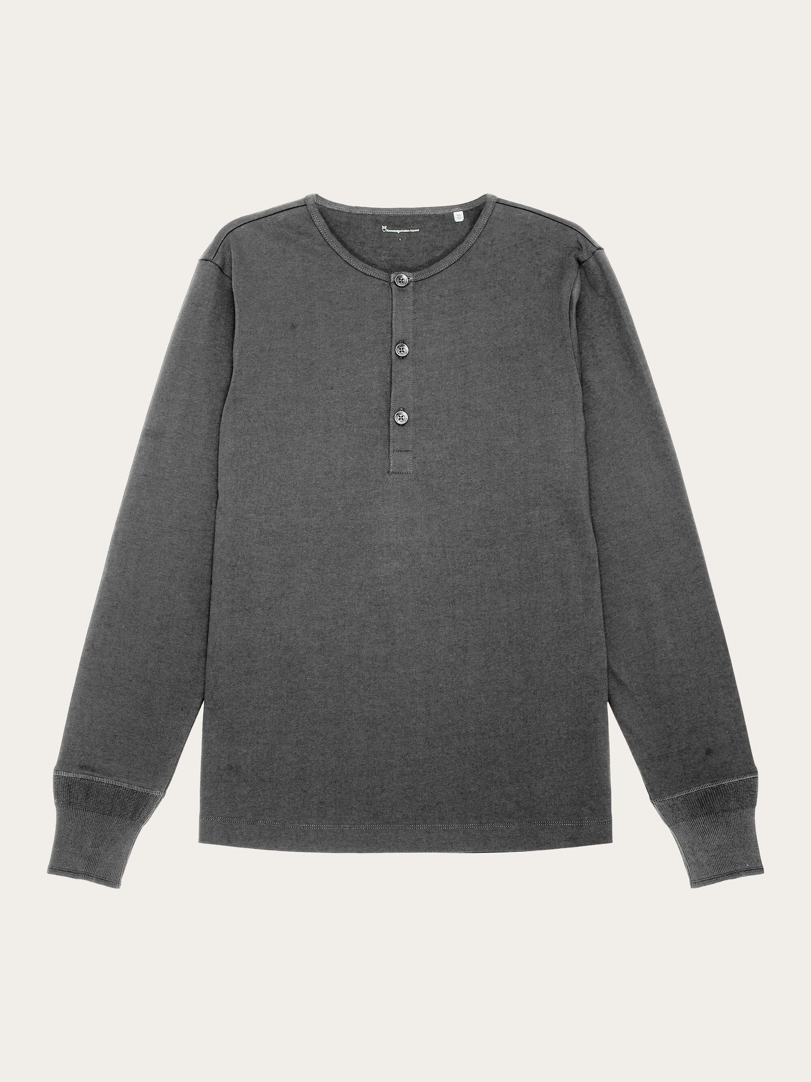 Buy BO long sleeve henley - Regenerative Organic Certified™ - GOTS/Vegan -  Dark Grey Melange - from KnowledgeCotton Apparel®