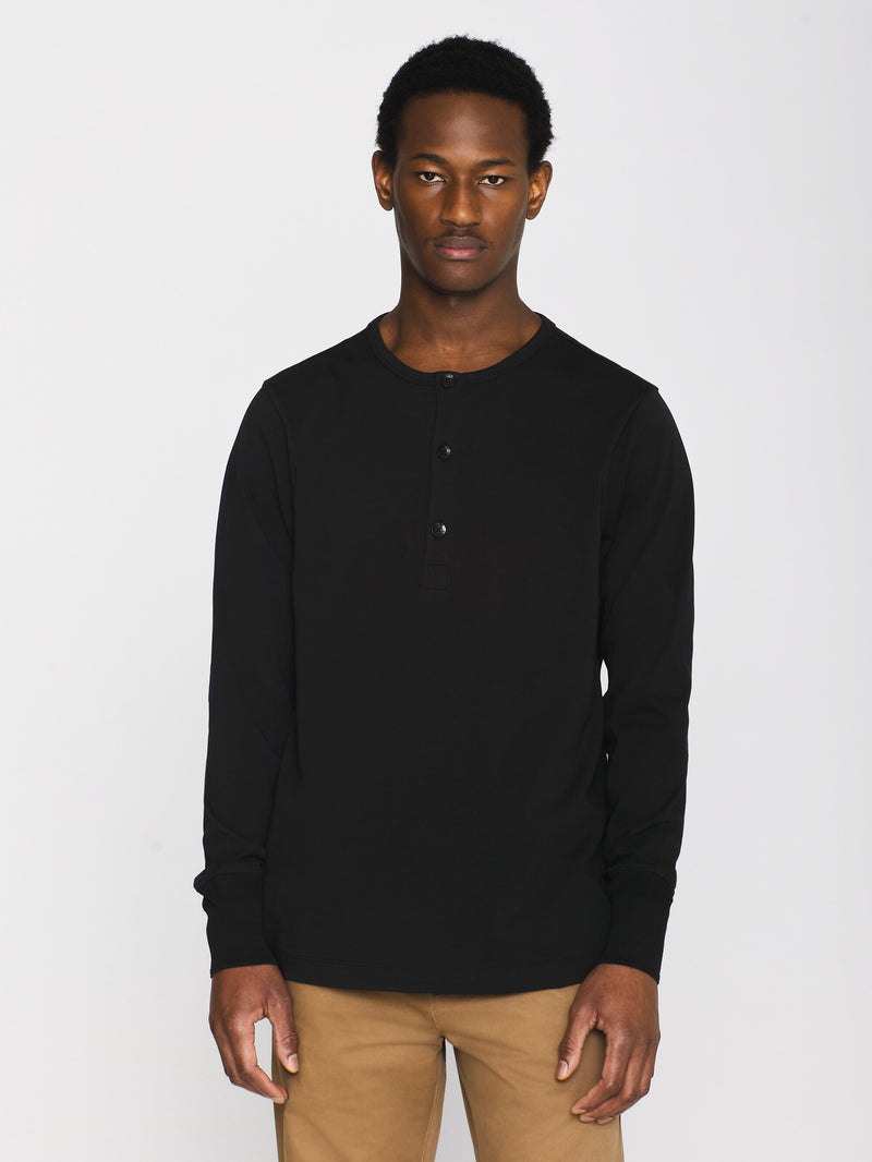 Heavy jersey henley shirt Black Jet - Main Image