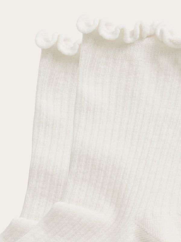 KnowledgeCotton Apparel - WMN Babylock edge rib socks - GOTS/Vegan Socks 1348 Buttercream