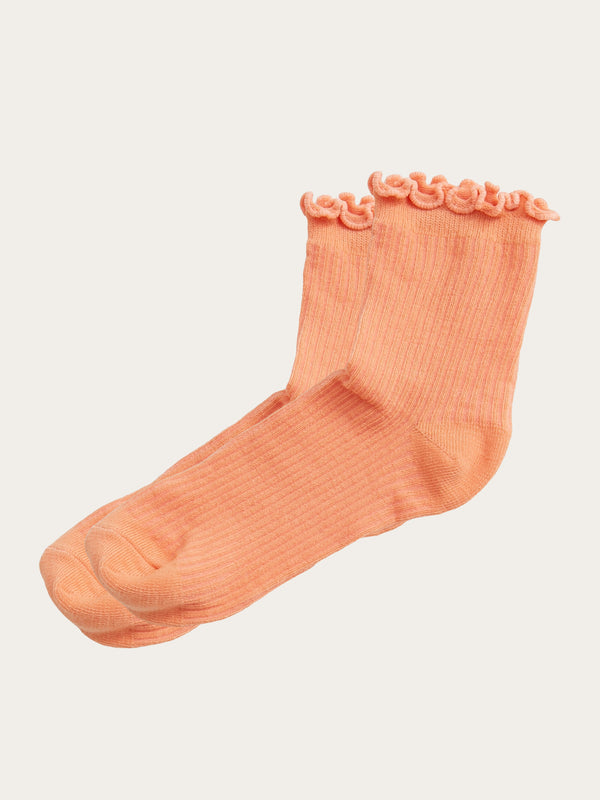 KnowledgeCotton Apparel - WMN Babylock edge rib socks - GOTS/Vegan Socks 1444 Cadmium Orange