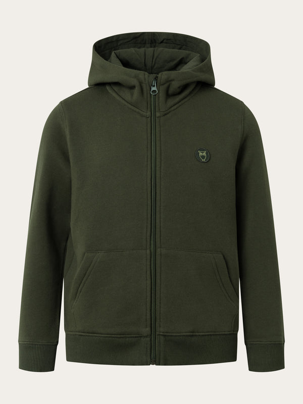KnowledgeCotton Apparel - YOUNG Badge zip hood sweat Sweats 1090 Forrest Night