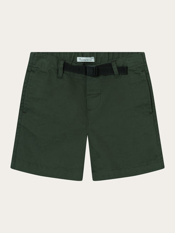 KnowledgeCotton Apparel - YOUNG Baggy twill shorts belt details Shorts 1090 Forrest Night