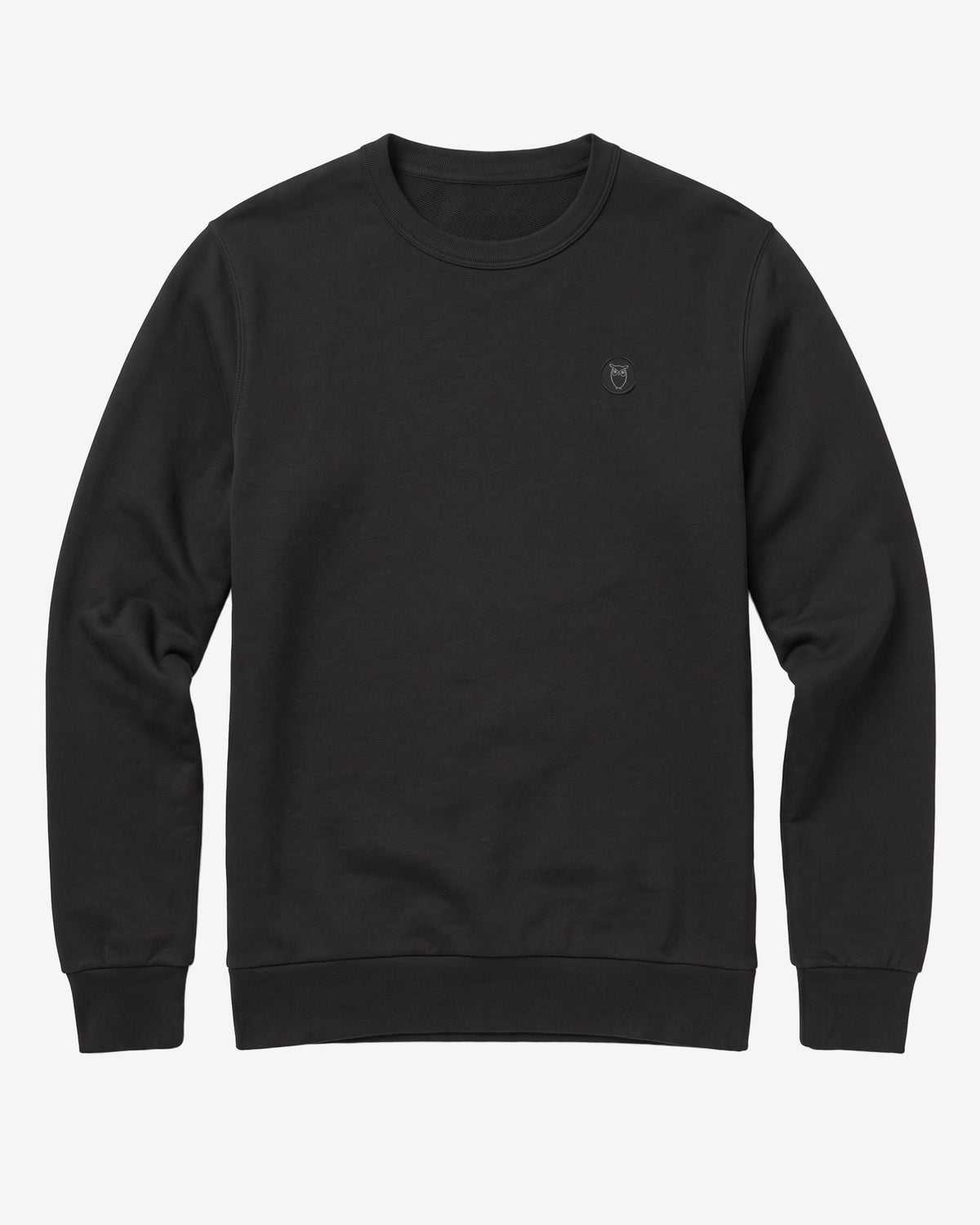 KnowledgeCotton Apparel - MEN Basic badge sweat Sweats 1300 Black Jet