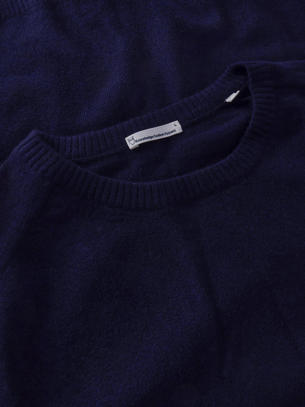 KnowledgeCotton Apparel - MEN Basic o-neck knit Knits 1001 Total Eclipse
