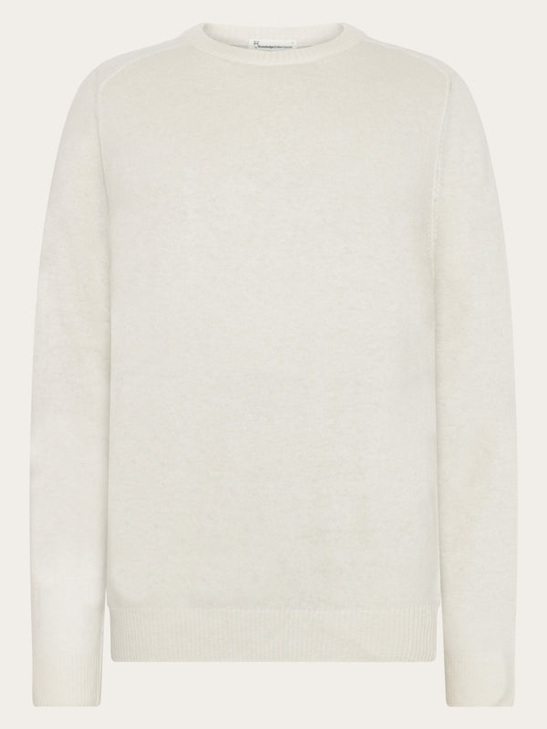 KnowledgeCotton Apparel - MEN Basic o-neck knit Knits 1387 Egret