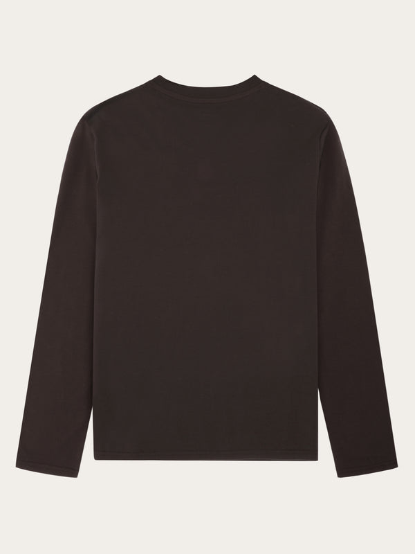 KnowledgeCotton Apparel - WMN Basic pima cotton long sleeve t-shirt - GOTS/Vegan Long Sleeves 1487 Chocolate Torte