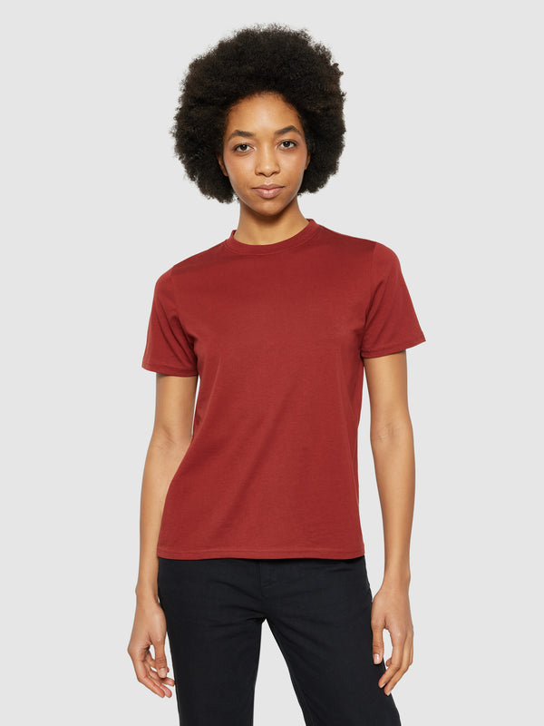 KnowledgeCotton Apparel - WMN Basic pima cotton t-shirt - GOTS/Vegan T-shirts 1478 Fired Brick