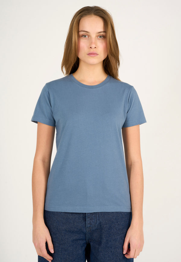 KnowledgeCotton Apparel - WMN Basic t-shirt T-shirts 1361 China Blue