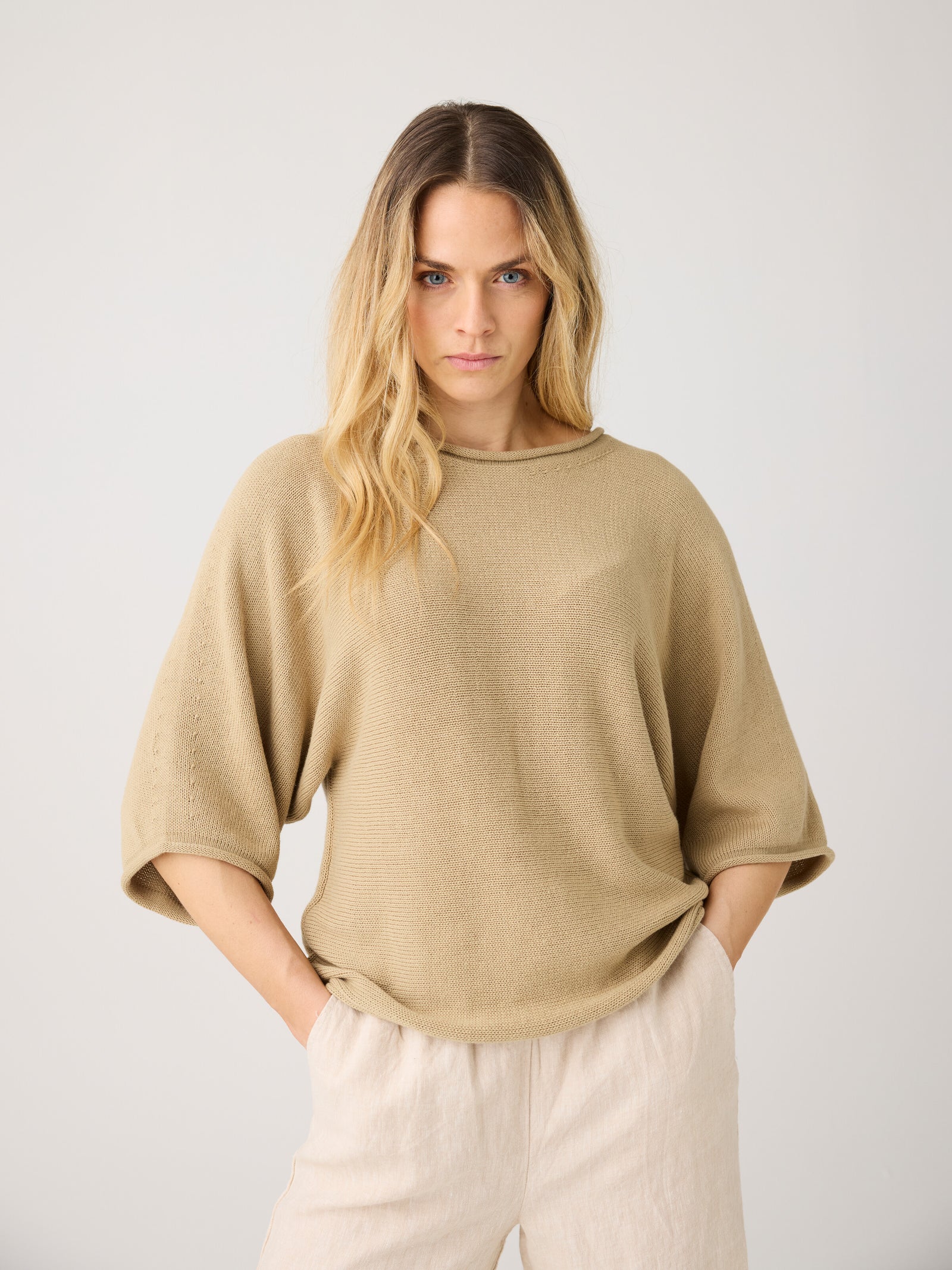 トップス Discovered cotton born knit Bat sleeve knit - Twill