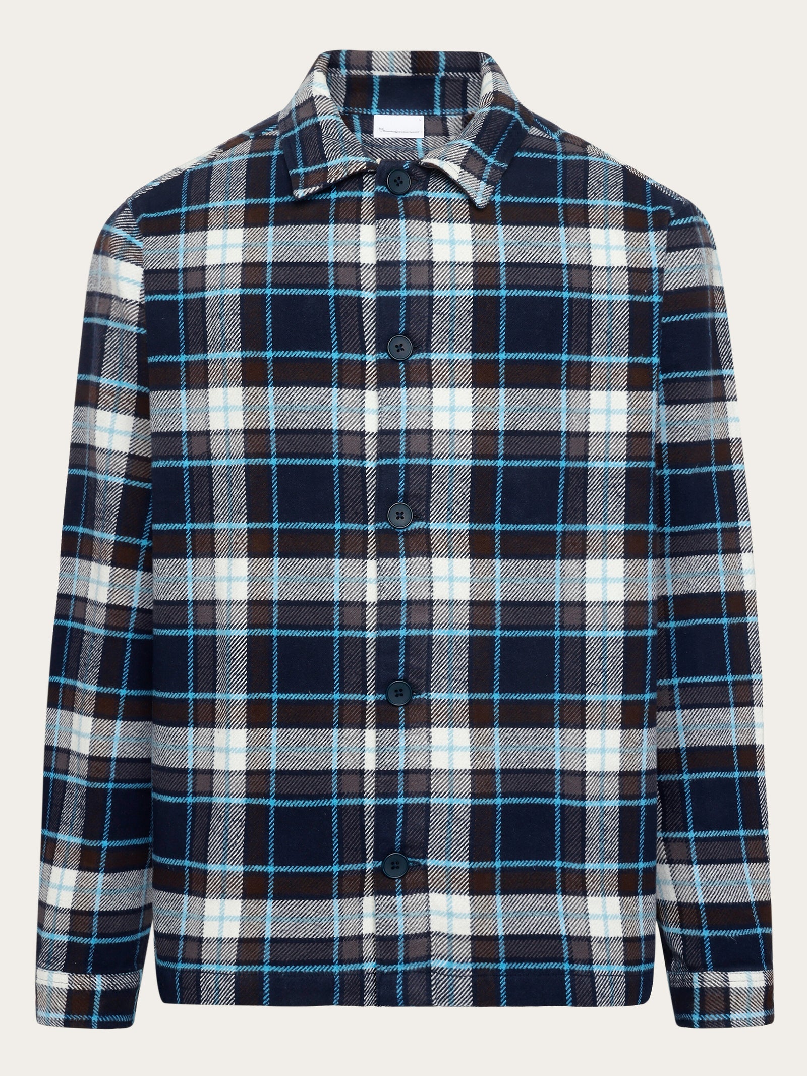 Big checked heavy flannel overshirt - blue check