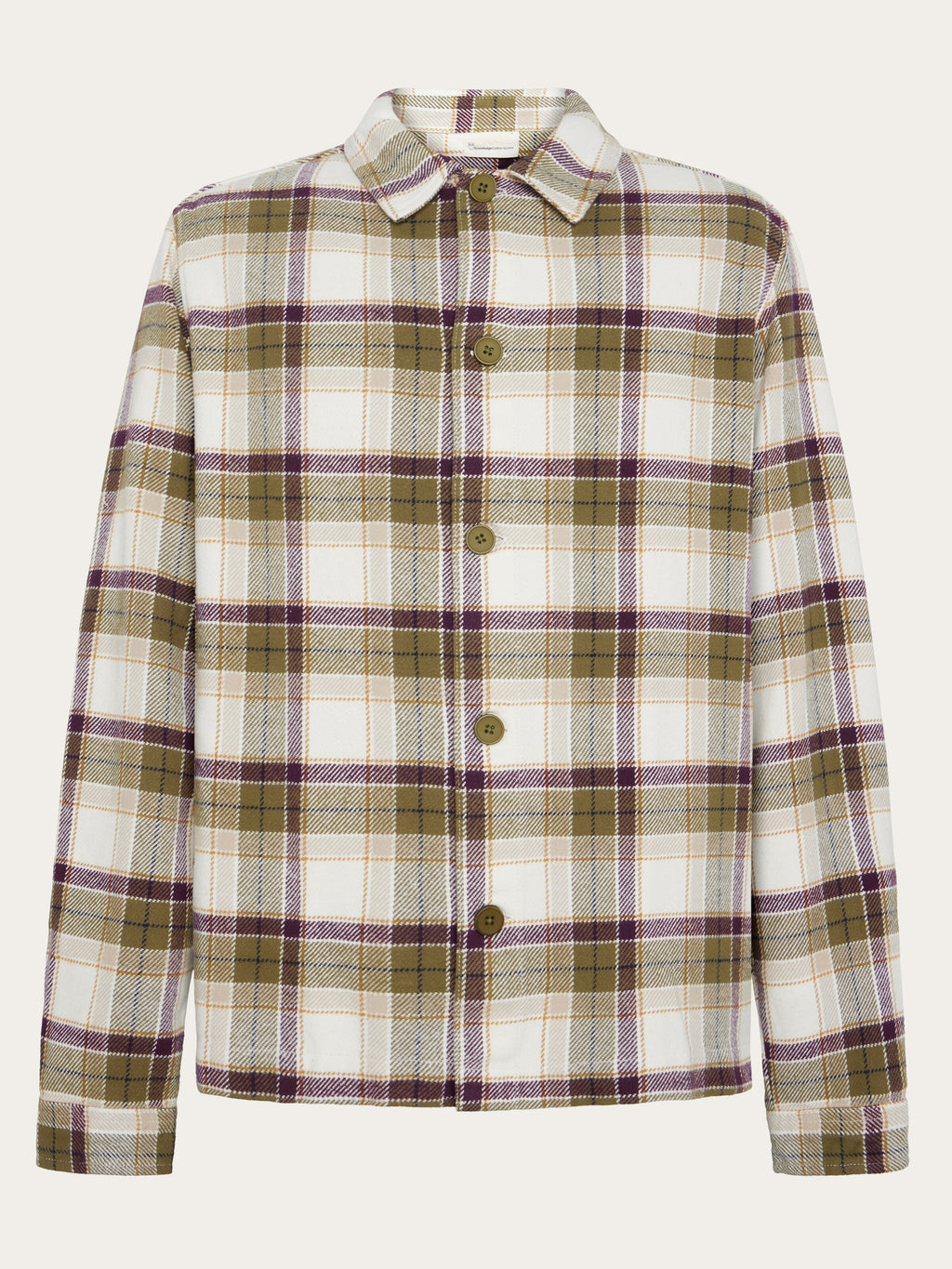 Big checked heavy flannel overshirt - Green Check