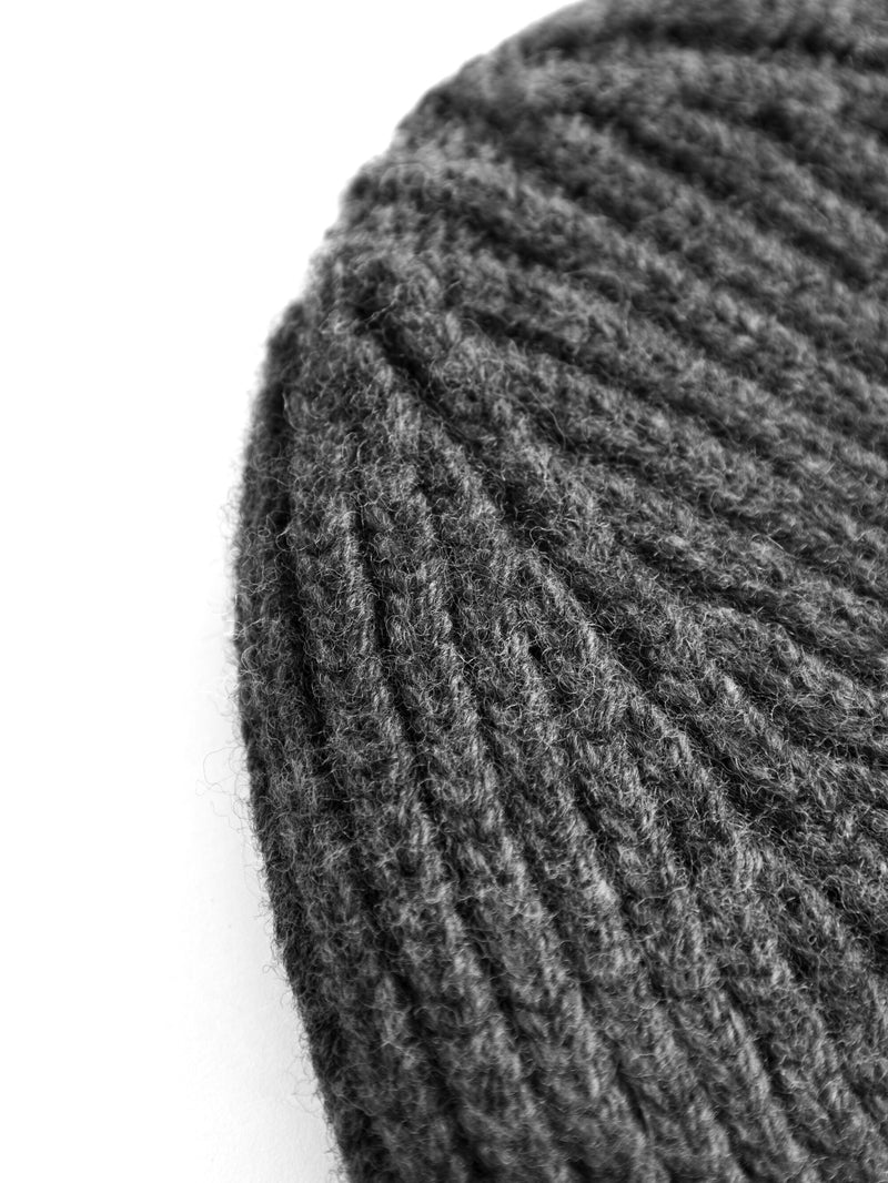 KnowledgeCotton Apparel - UNI Big rib beanie Hats 1073 Dark Grey Melange