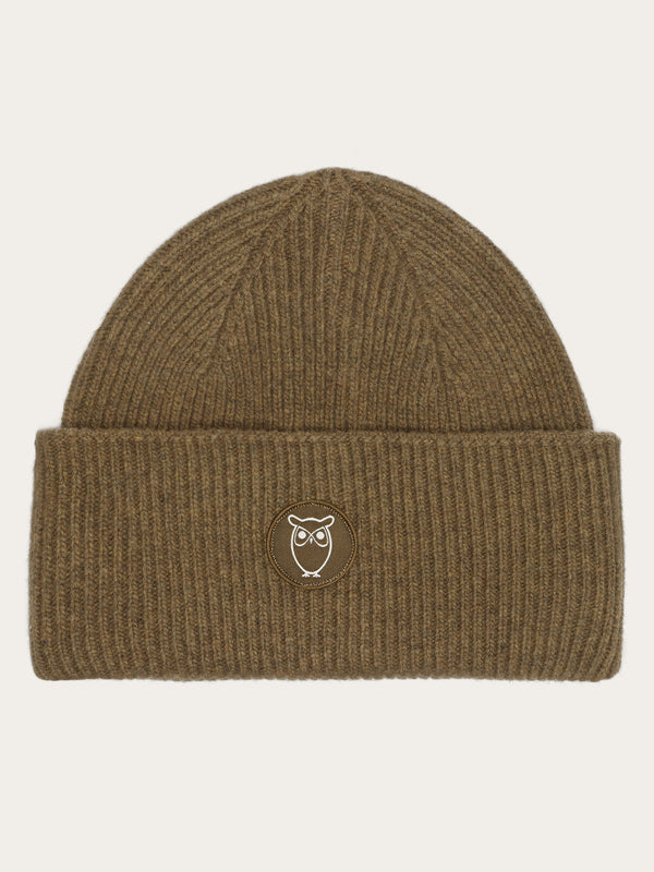 KnowledgeCotton Apparel - UNI Big rib beanie Hats 1100 Dark Olive