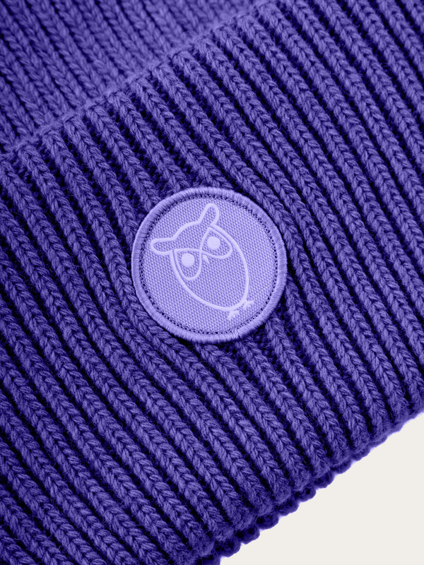 KnowledgeCotton Apparel - UNI Big rib beanie Hats 1416 Deep Purple