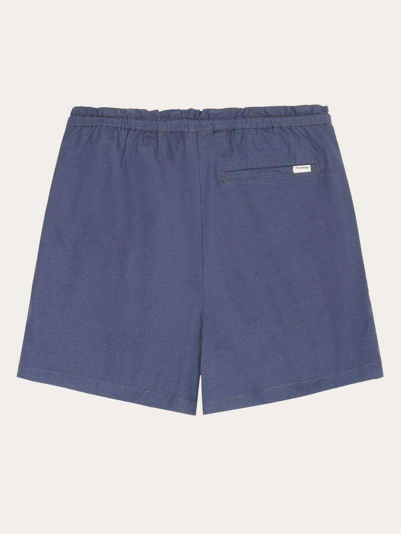 KnowledgeCotton Apparel - WMN Boardwalk slub shorts with elastic waist - GOTS/Vegan Shorts 1226 Vintage Indigo