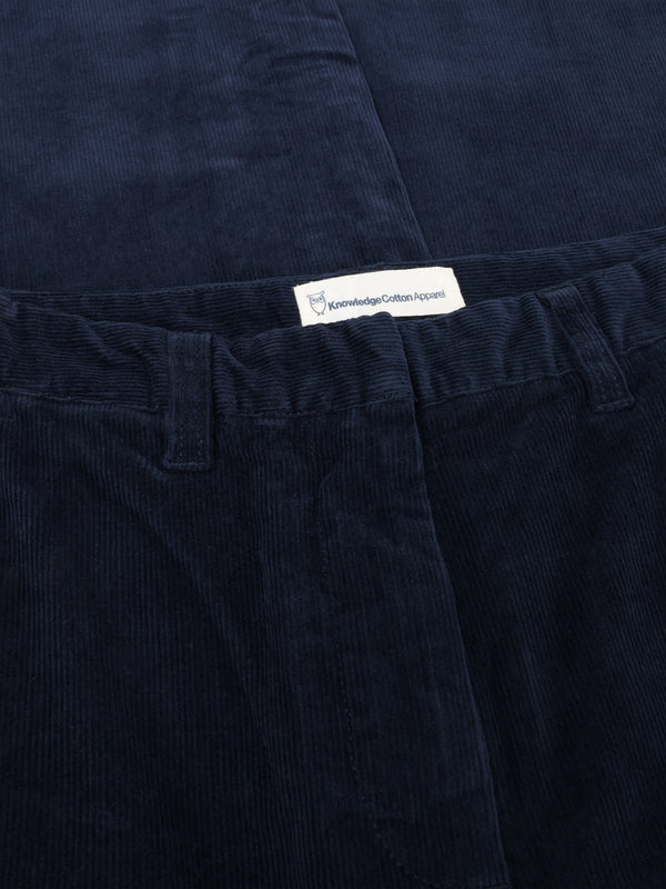 KnowledgeCotton Apparel - WMN Bora wide corduroy pant Pants 1412 Night Sky