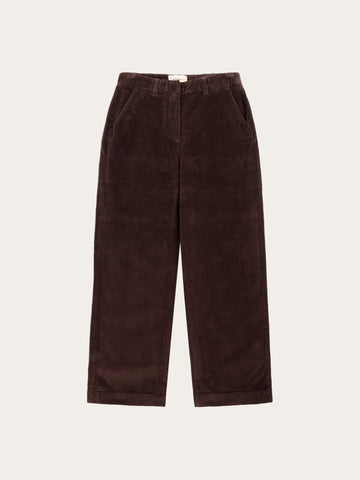 KnowledgeCotton Apparel - WMN Bora wide corduroy pant Pants 1487 Chocolate Torte