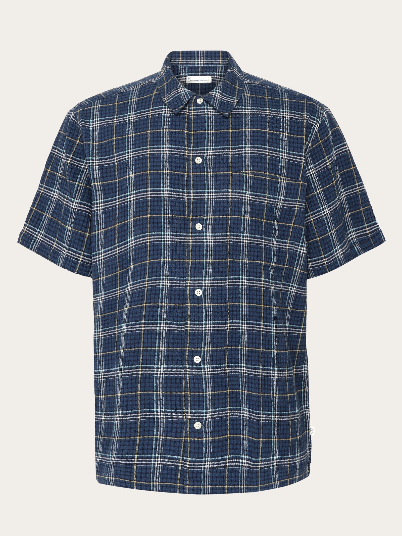 トップス BoTT S/S Shirt Check Medium Blue Box_fit_seersucker_short_sleev
